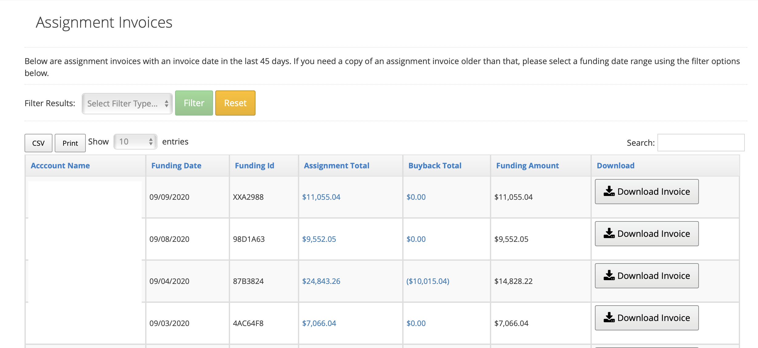 assignment number in billing